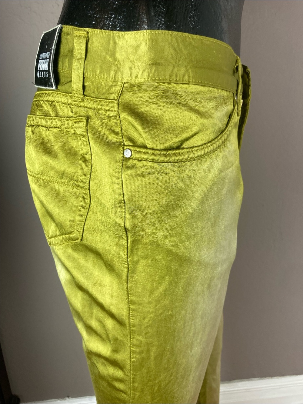 Gianfranco Ferré Jeans Chartreuse Satin Trousers - Picture 9 of 14
